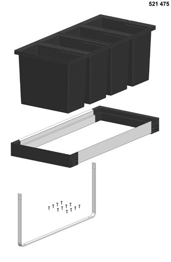 BLANCO 521475 Sorter Flexon II Low 90/4 3x19l+1x16l