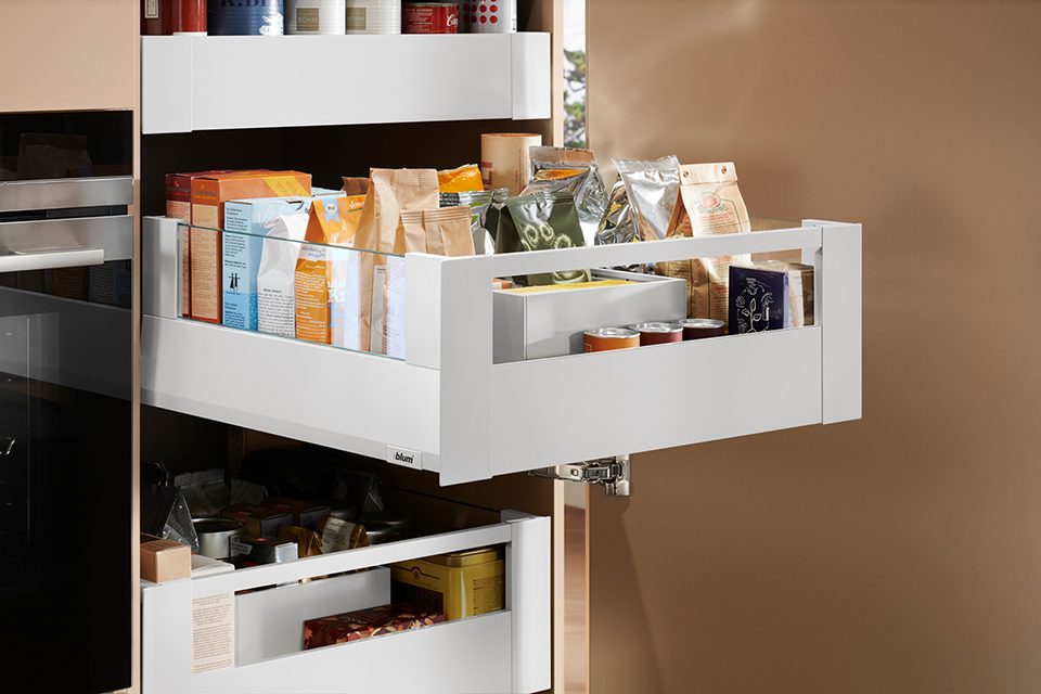 K-BLUM Merivobox, zásuvka E boxcover 450mm/70kg, bílá, vnitřní, reling