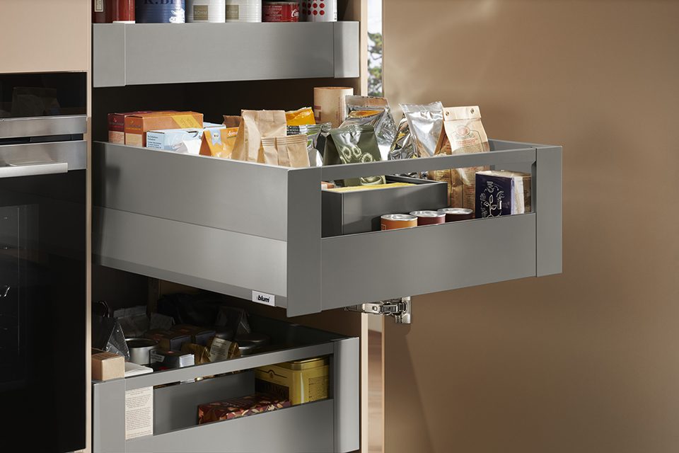 K-BLUM Merivobox, zásuvka E boxcap 500mm/40kg, světle šedá IG, vnitřní, reling