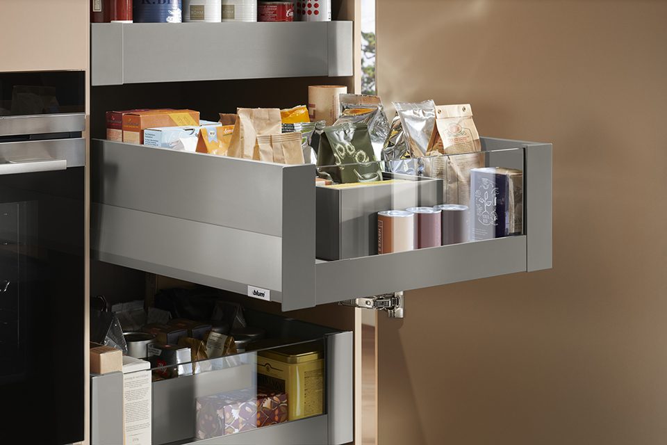 K-BLUM Merivobox, zásuvka E boxcap 500mm/40kg, světle šedá IG, vnitřní, sklo