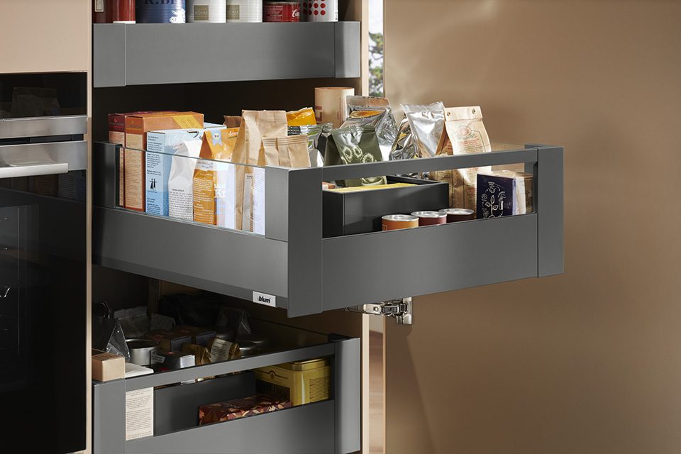 K-BLUM Merivobox, zásuvka E boxcover 270mm/40kg, tmavě šedá OG, vnitřní, reling