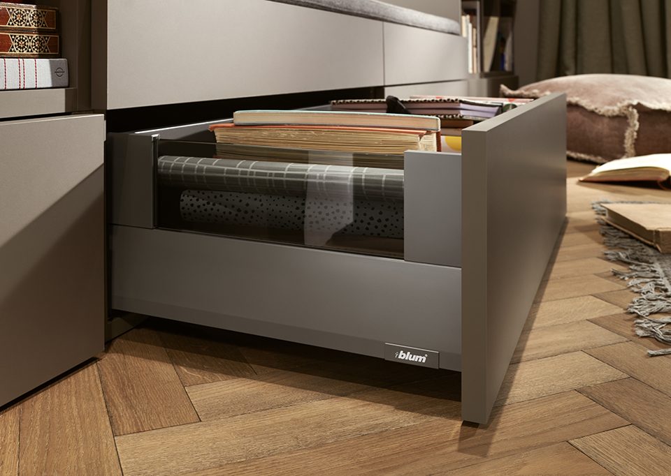 K-BLUM Merivobox, zásuvka E boxcover 300mm/40kg, tmavě šedá OG, Inserta