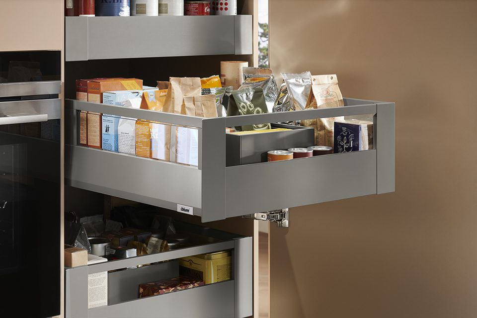 K-BLUM Merivobox, zásuvka E reling 550mm/40kg, světle šedá IG, vnitřní, reling