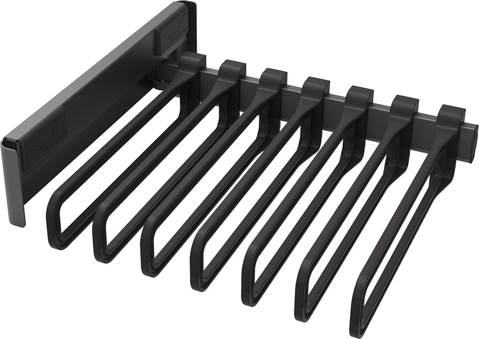 KES 238383 Conero boční výsuv na kalhoty, 475mm, 7 věšáků, černý