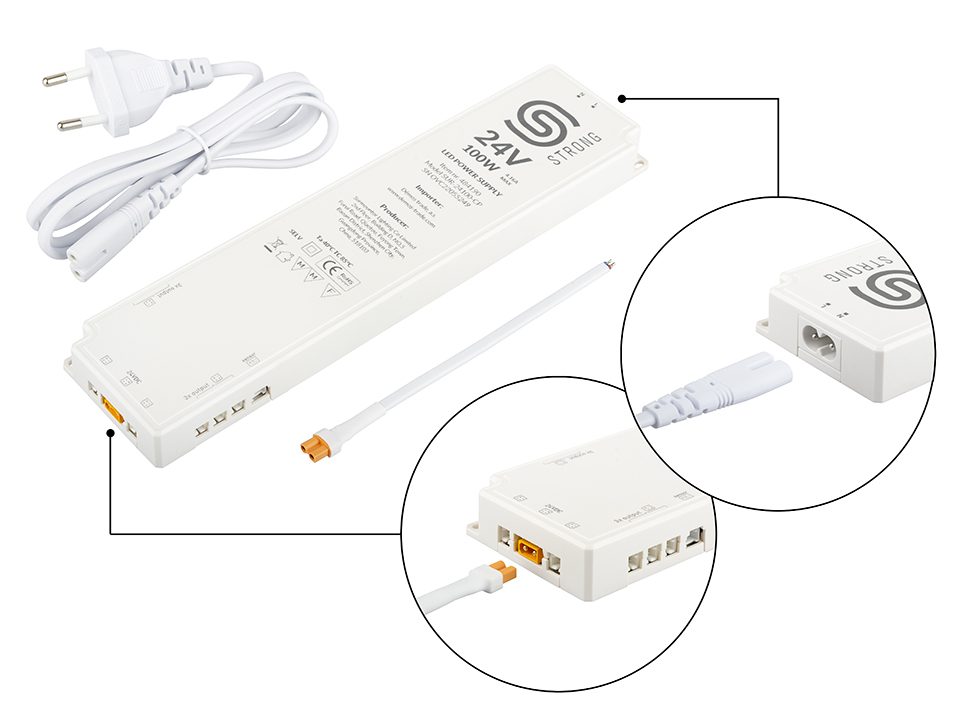 StrongLumio napájecí zdroj 24V - 100W (8x mini konektor + 1x 3PIN konektor)
