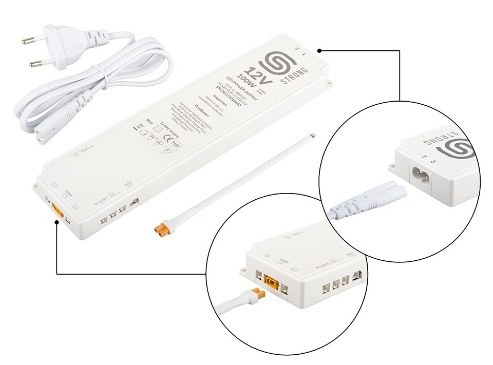 StrongLumio napájecí zdroj 12V - 100W (8x mini konektor + 1x 3PIN konektor)