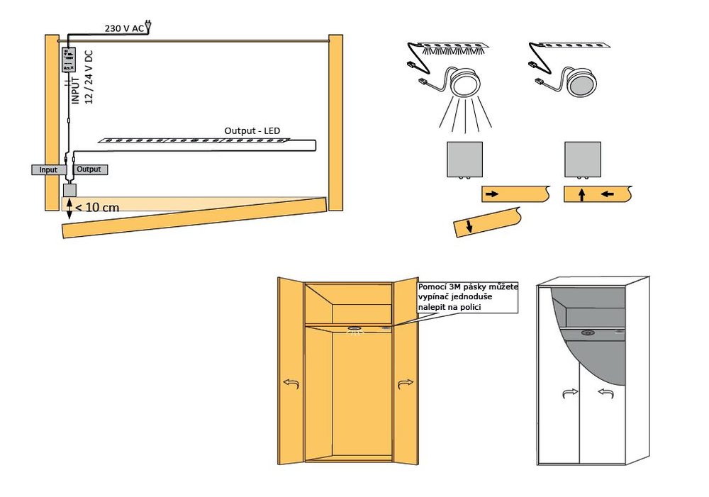StrongLumio dveřní senzor alu, 12/24V 48/96W 4A konektory Mini, stříbrná