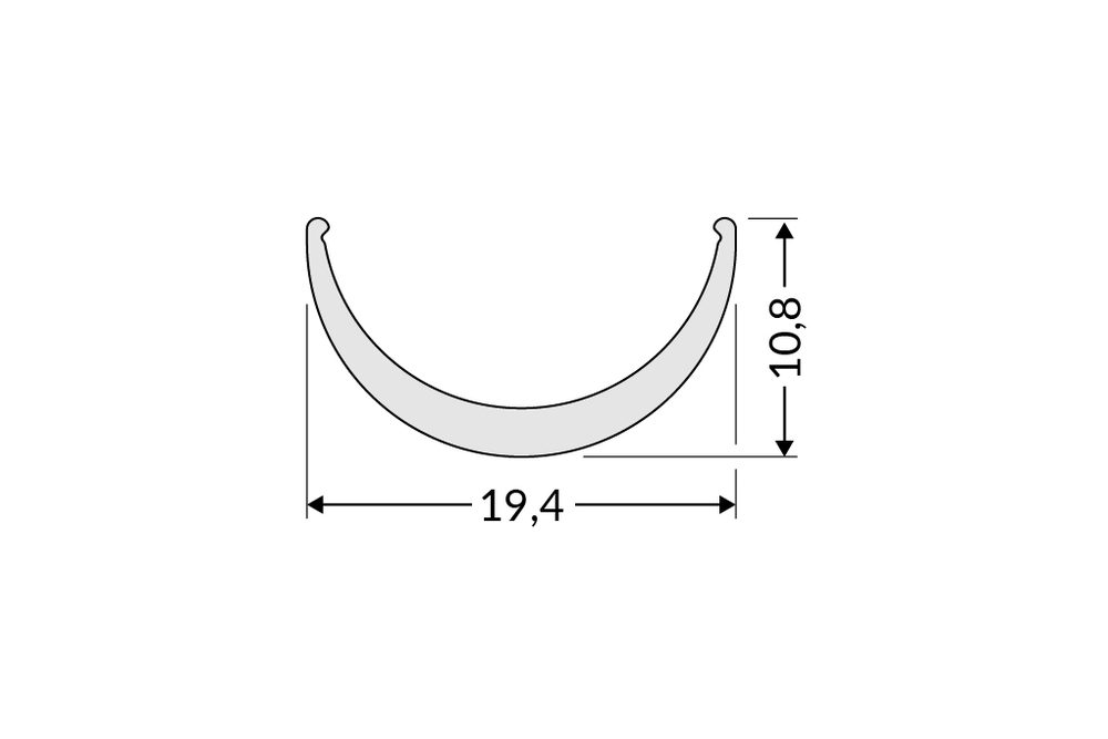 StrongLumio krycí lišta D k profilu Uni/Arc naklapávací půlkulatá, 2000mm mléčná