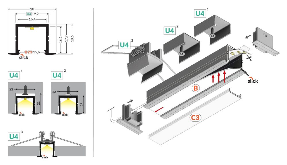 StrongLumio profil LED Smart-In 16 alu anodovaný 3000mm