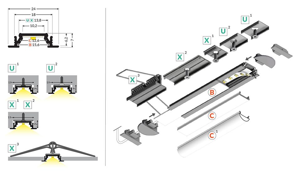 StrongLumio profil LED Groove 10, 2000mm černá elox