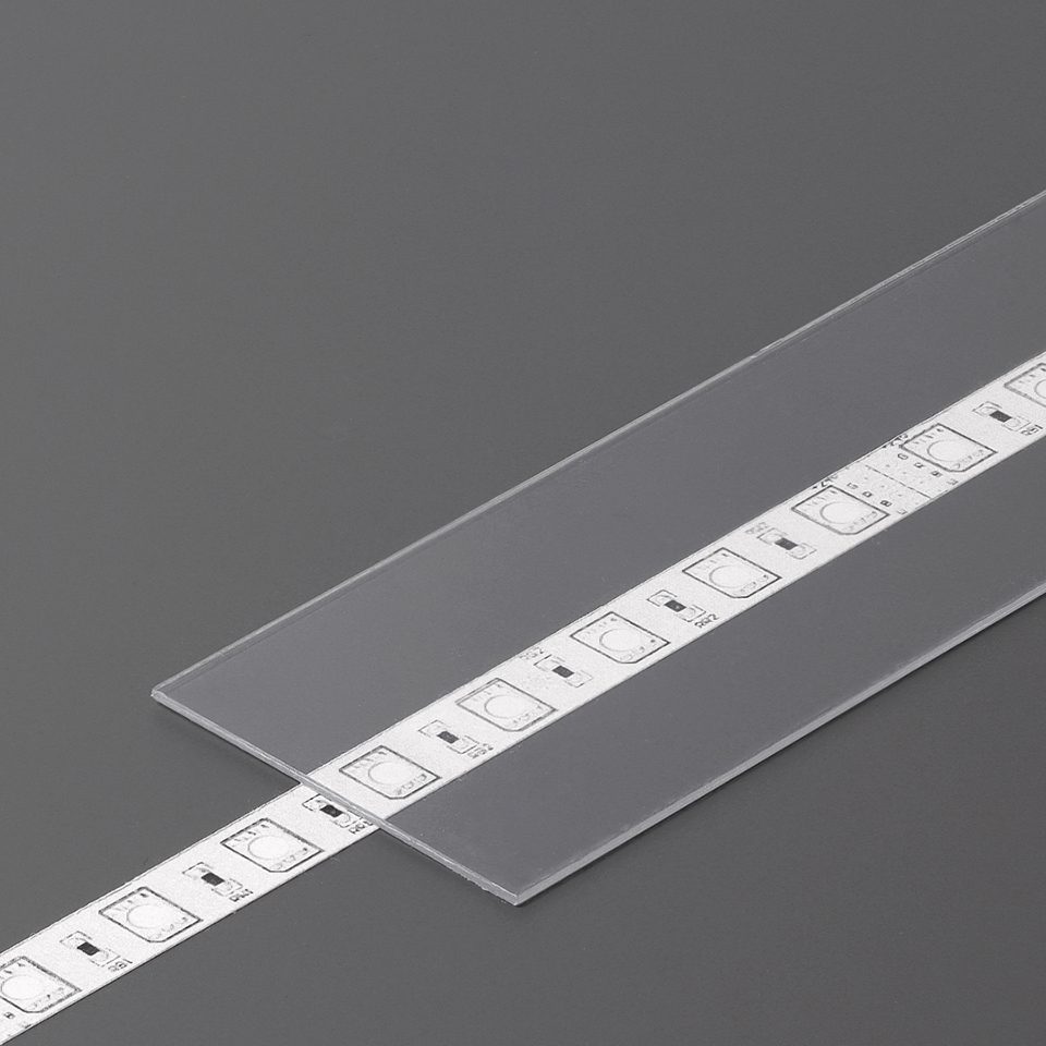 StrongLumio krycí lišta H k profilu Flat násuvná, 2000mm transparentní