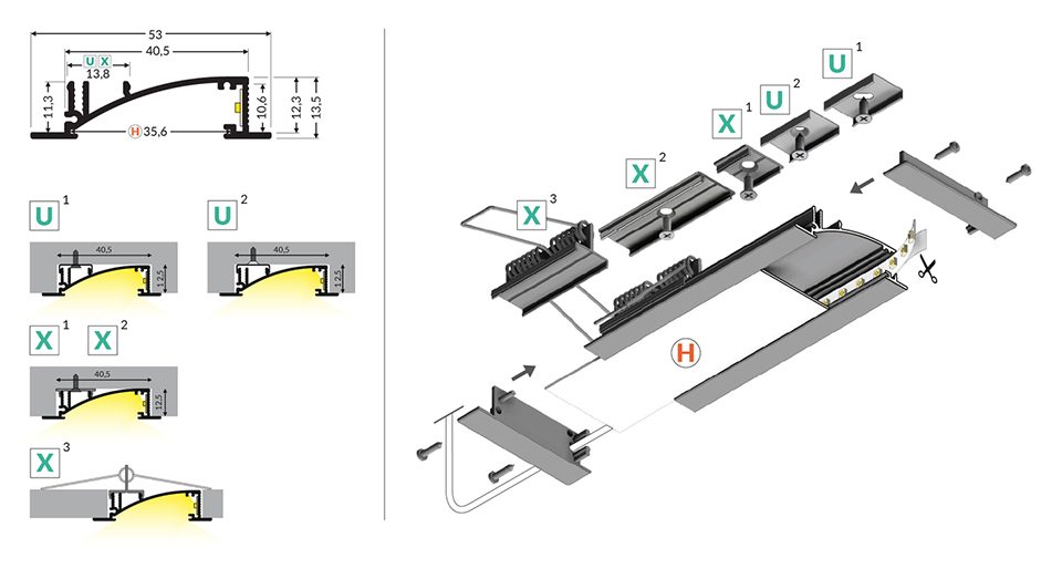 StrongLumio profil LED Flat 8, 2000mm stříbrná elox