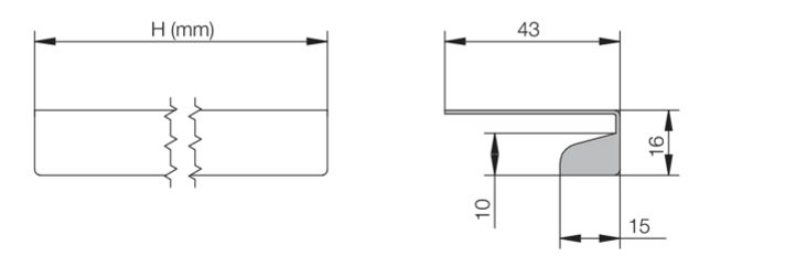 TULIP Gola profil 1275 pro vestavnou troubu 580 mm eloxovaný hliník