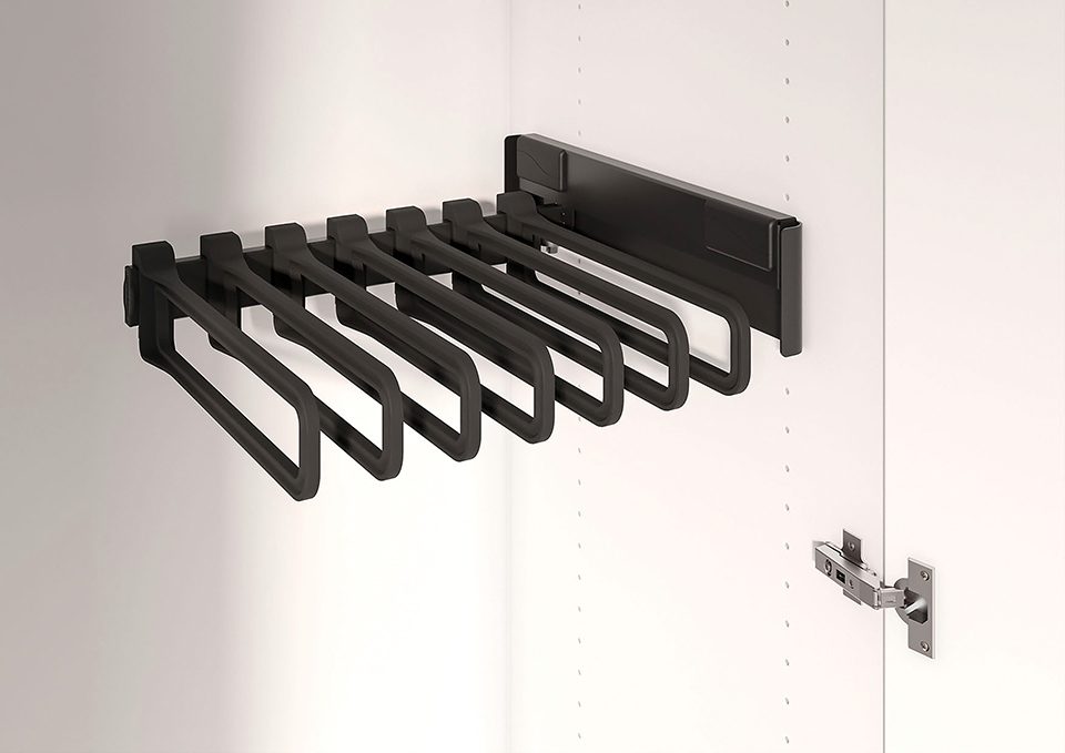 KES 238383 Conero boční výsuv na kalhoty, 475mm, 7 věšáků, černý