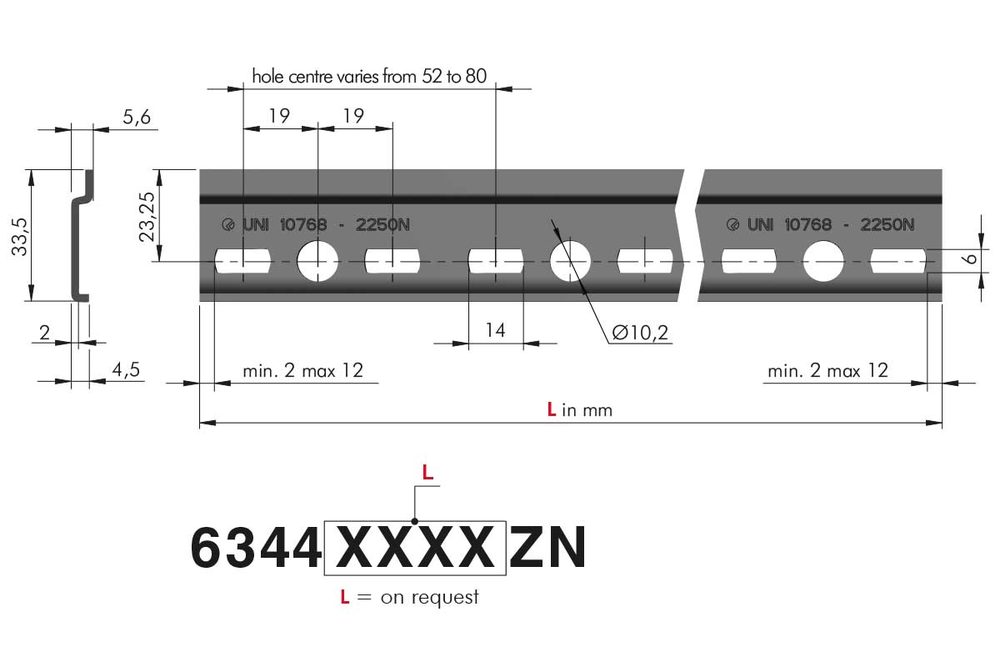 IF Libra B3 závěsná lišta Libra H1/H2/H3/H7 33 5x2mm délka 2m pozink