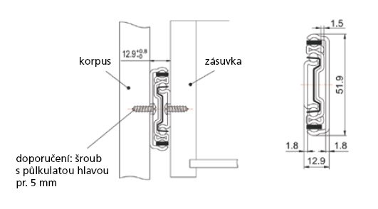 StrongBall S5 kuličkový celovýsuv, 610mm/60kg, s tlumením