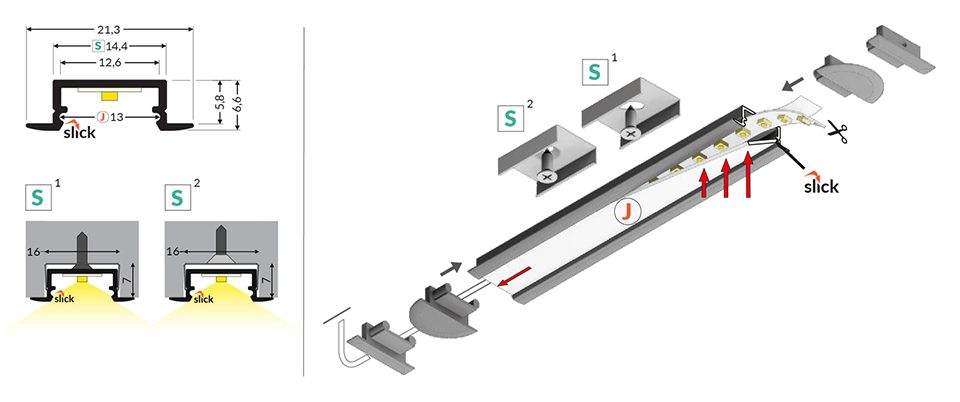 StrongLumio profil LED Begtin 12 alu černá 3000mm