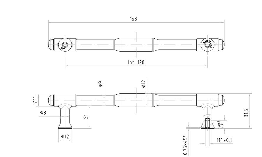 MARELLA DESIGN Úchytka Torus 128 zlatá matná