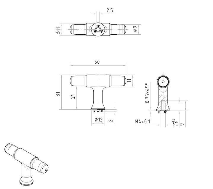 MARELLA DESIGN Knop Torus zlatá matná