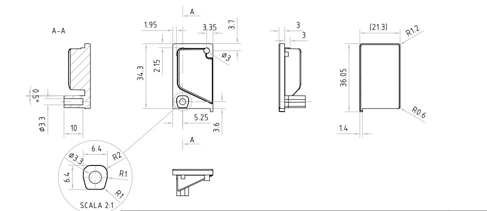 MARELLA DESIGN Uzavřená koncovka profilu Florida P+L černá matná