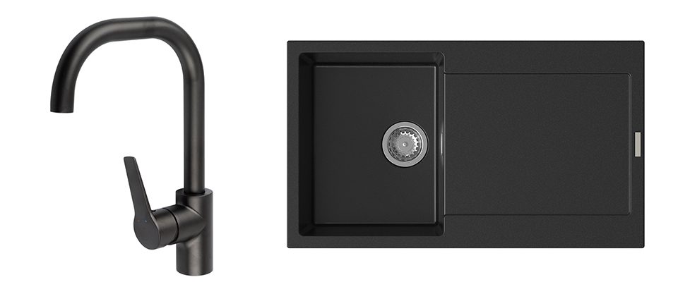 K-StrongSinks S3 Set dřez Zala 860x500mm granit černá + Baterie Garonne černá