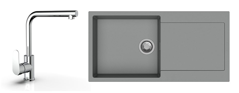 K-StrongSinks S3 Set dřez Zala 1000x500mm granit šedá + Baterie Stréva chr.