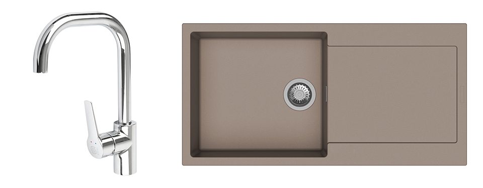 K-StrongSinks S3 Set dřez Zala 1000x500mm granit béžová+ Baterie Garonne chr.
