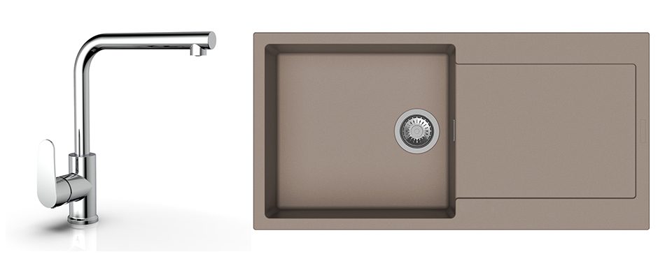 K-StrongSinks S3 Set dřez Zala 1000x500mm granit béžová+ Baterie Stréva chr.