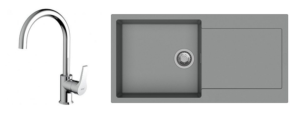K-StrongSinks S3 Set dřez Zala 1000x500mm granit šedá + Baterie Rhona chrom