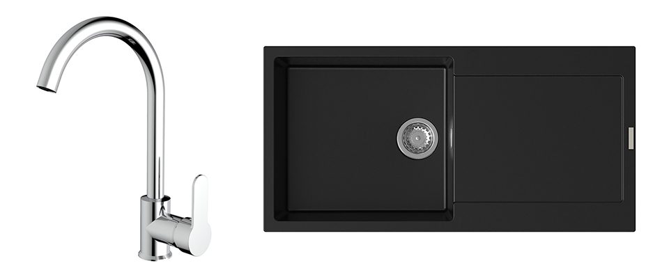K-StrongSinks S3 Set dřez Zala 1000x500mm granit černá + Baterie Seina chrom