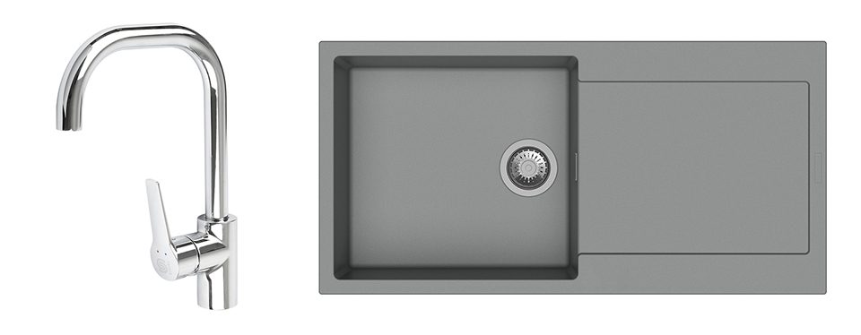 K-StrongSinks S3 Set dřez Zala 1000x500mm granit šedá + Baterie Garonne chr.