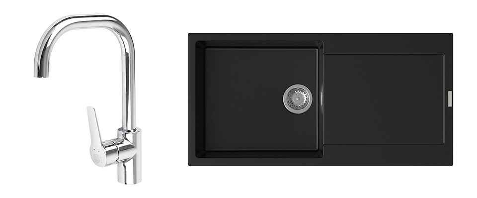 K-StrongSinks S3 Set dřez Zala 1000x500mm granit černá + Baterie Garonne chr.