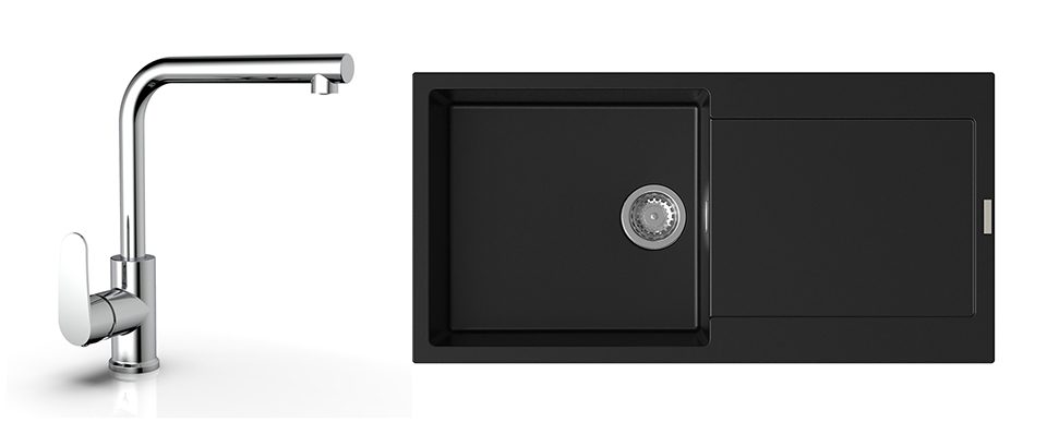 K-StrongSinks S3 Set dřez Zala 1000x500mm granit černá + Baterie Stréva chr.