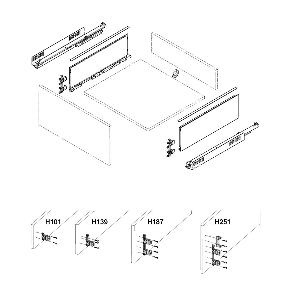 K-HETTICH komplet AvanTech YOU 101/550, antracit, 30 kg, Q/SiSy, vrut