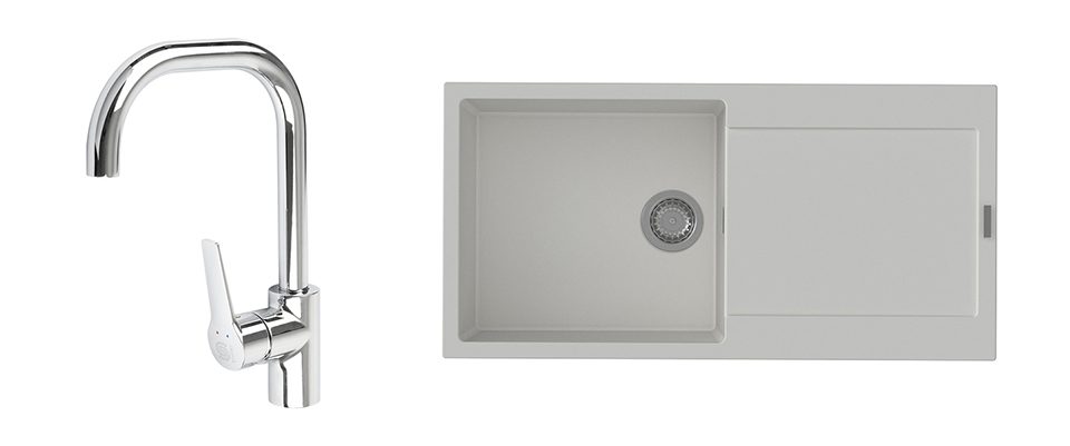 K-StrongSinks S3 Set dřez Zala 1000x500mm granit bílá + Baterie Garonne chr.