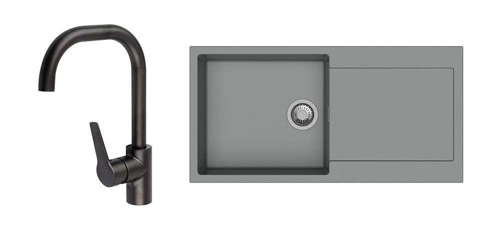 K-StrongSinks S3 Set dřez Zala 1000x500mm granit šedá + Baterie Garonne černá