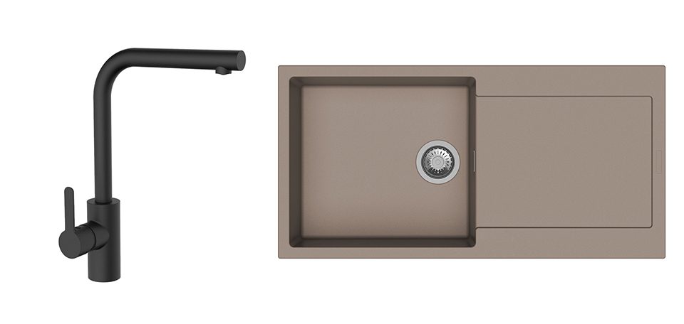 K-StrongSinks S3 Set dřez Zala 1000x500mm granit béžová + Baterie Ipoly černá