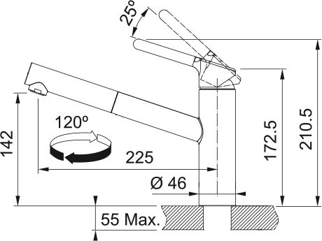 FRANKE Baterie FC 3055.031 Orbit vytahovací koncovka chrom