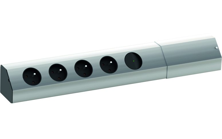 BACHMANN 923.011 elektrická zásuvka Casia, 4x 230V Francouzská vypínač aluminium