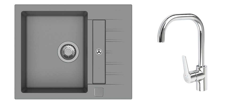 K-StrongSinks S3 Set dřez Vardar 615x500mm granit šedá + Baterie Garonne chrom