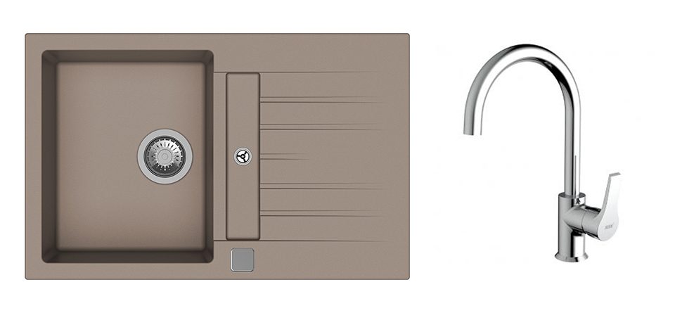 K-StrongSinks S3 Set dřez Vardar 780x500mm granit béžová + Baterie Rhona chrom