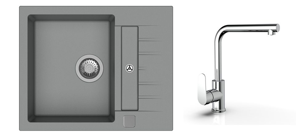 K-StrongSinks S3 Set dřez Vardar 615x500mm granit šedá + Baterie Stréva chrom