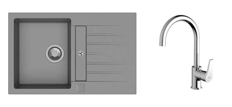 K-StrongSinks S3 Set dřez Vardar 780x500mm granit šedá + Baterie Rhona chrom