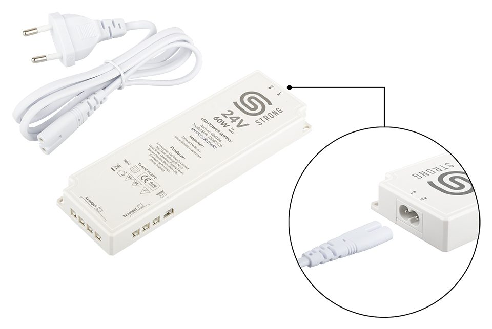 StrongLumio napájecí zdroj 24V - 60W (7x mini konektor + 1x 3PIN konektor)