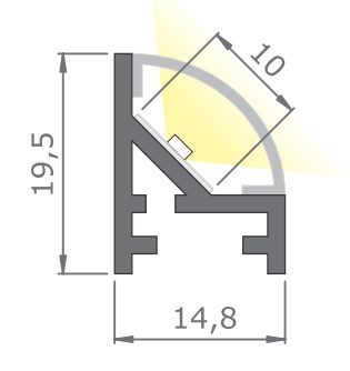 StrongLumio profil LED Maglyte-10 Angular, 2030mm, stříbrná elox