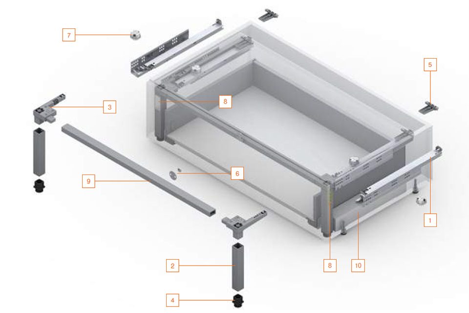 BLUM Z95D4100 Space Step, distanční lišta, tmavě šedá OG