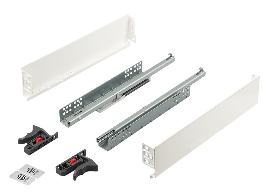 K-StrongMini zásuvka 89/450mm, tlumený částečný výsuv 25kg, bílá