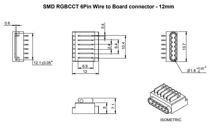 StrongLumio spojka RGBCCT LED pásek 12mm - kabel šestilinka