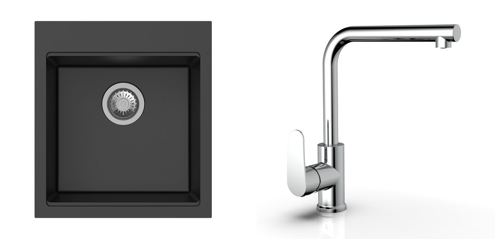 K-StrongSinks S3 Set dřez Ipel 460x510mm granit černá + Baterie Stréva chrom
