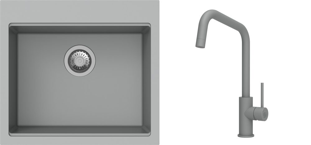 K-StrongSinks S3 Set dřez Ipel 560x510mm granit šedá + Baterie Arda šedá